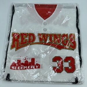 MiLB Rochester Red Wings JUSTIN MORNEAU #33 Sleep City White/Red Drawstring Bag